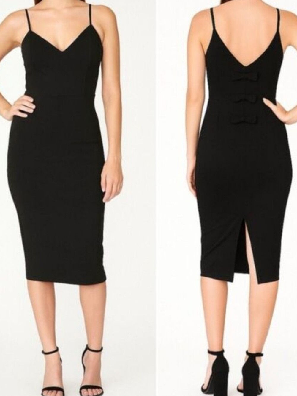 Lulu's Black Bow-Back Body Con Dress